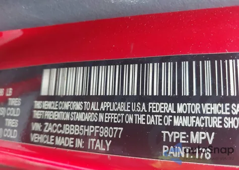 2017 Jeep Renegade Latitude 4X4 from USA, damaged, VIN ZACCJBBB5HPF98077